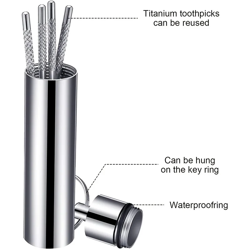 Stainless Steel Toothpicks Pocket Set, Portable Floss Pick Reusable Metal Toothpicks Tooth Cleaning Kit With Keychain Holder Best Sellers In Beauty & Health