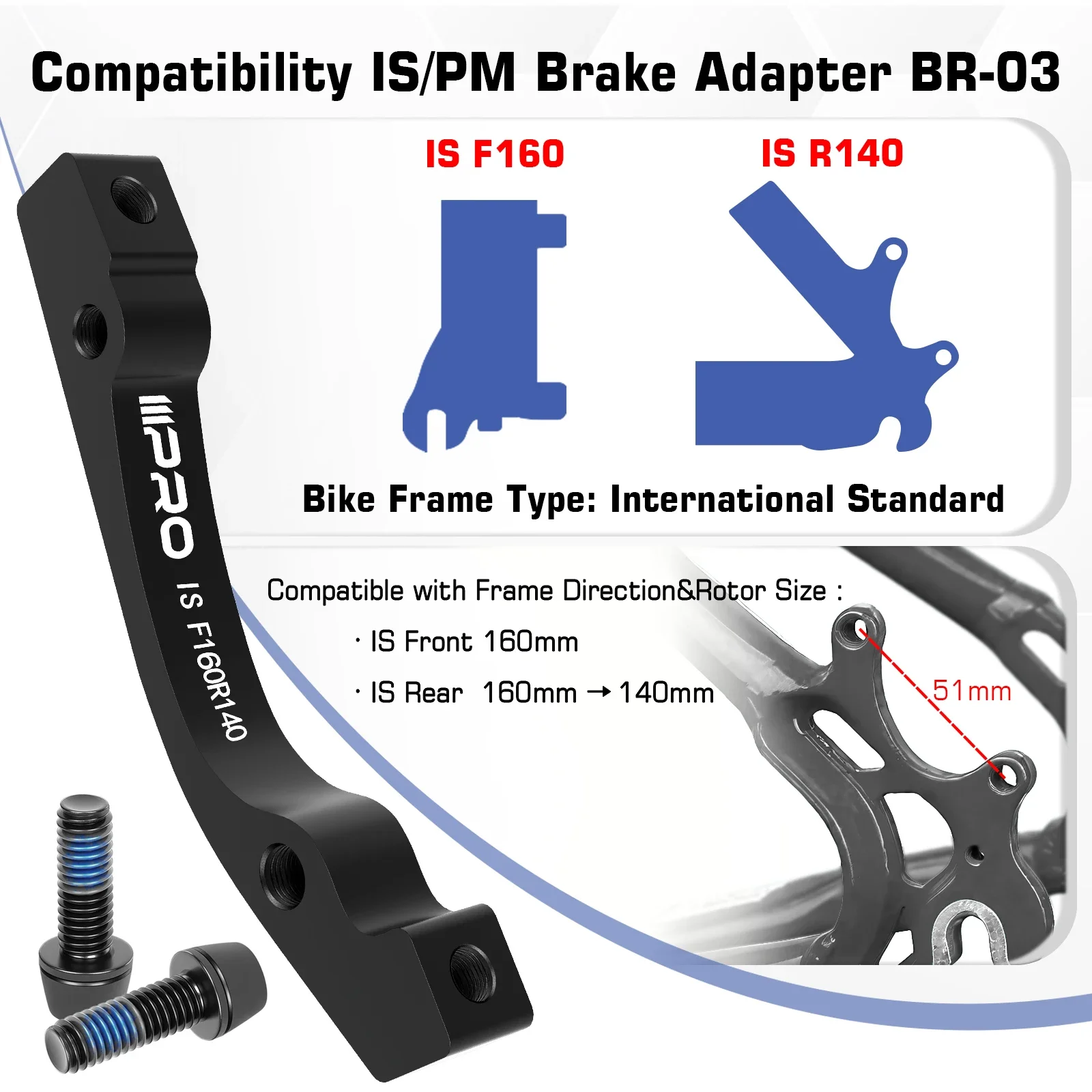 IIIPRO 160 To 140 180 203 Bicycle Disc Brake Adapter PM IS Bike Brake  Caliper Adapter Rotor Converter Durable Bike Accessories - AliExpress