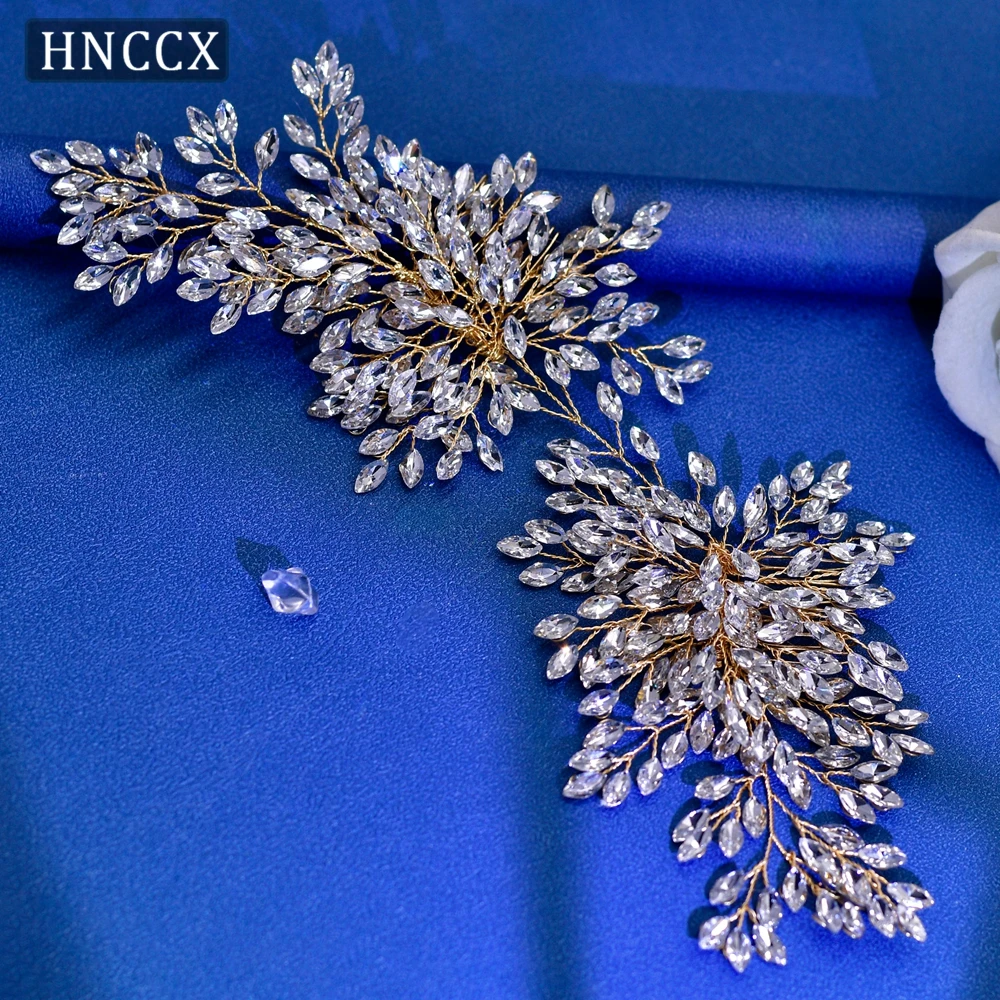 HNCCX Bridal Hair Comb Alloy Rhinestones Headpiece Shining Hair Accessories Headwear Handmade Headdress For Wedding Party CP392