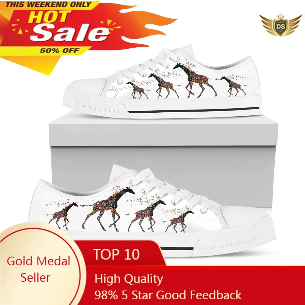 Giraffe Floral Painting Women Canvas Shoes Fashion Summer Casual Sneakers Student Sport Shoes Low Top Woman Vulcanize Shoes