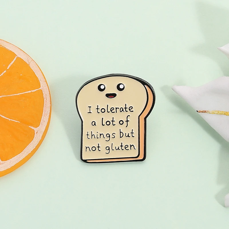 Ich tolere viele Dinge, aber nicht Gluten Emaille Pin Cartoon Toast Metall Brosche Revers Abzeichen Zubehör Schmuck Geschenk für Freunde – Detail 6