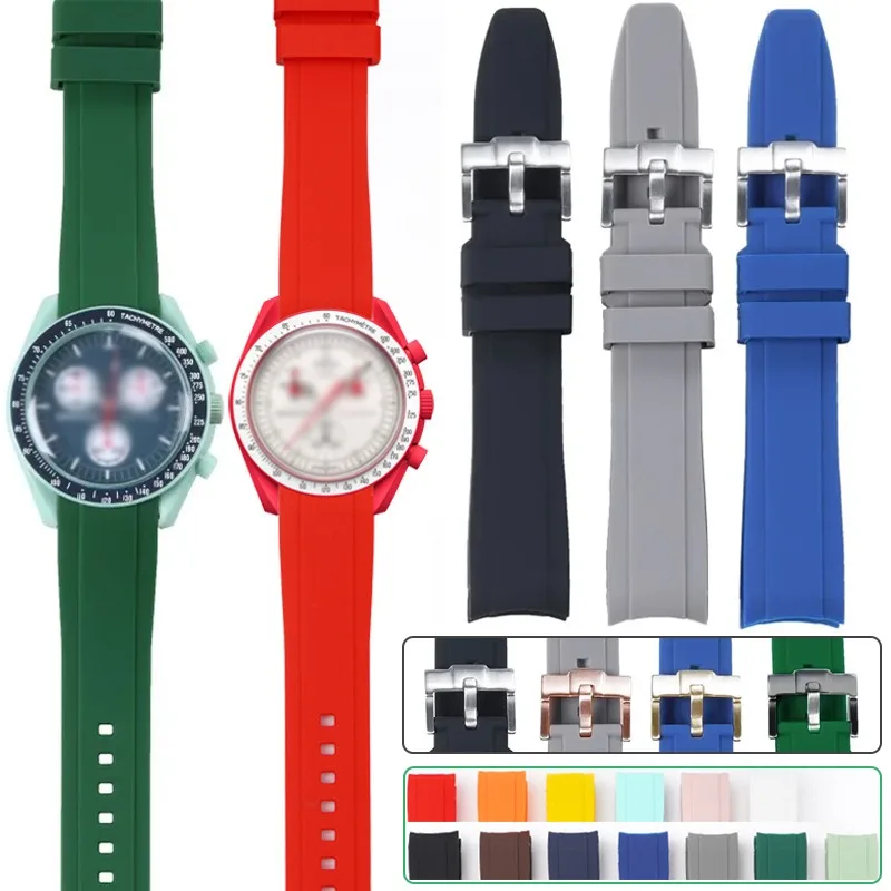 Cinturino In Silicone Cinturino In Gomma Con Estremità Curva Cinturino Da Polso Per Omega Per Swatch Moon Per Bracciale Impermeabile Rolex Water Ghost