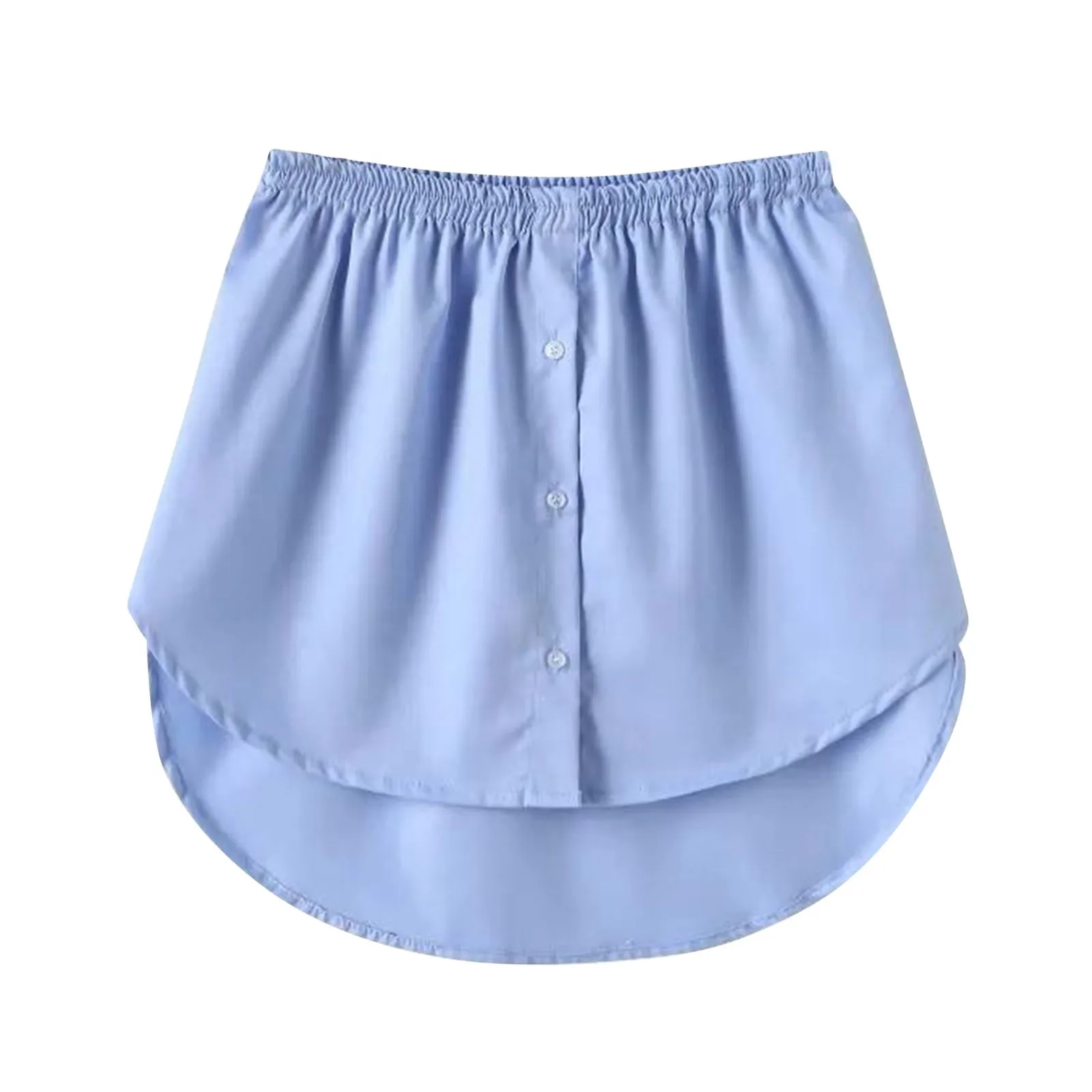 Plus Size Striped Shirt Extender Spring Fall Women Button Down Elastic Waist Curved Hem Fashion Pettiskirts A-Line Skirt 4