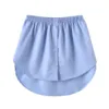 Plus Size Striped Shirt Extender Spring Fall Women Button Down Elastic Waist Curved Hem Fashion Pettiskirts A-Line Skirt 4