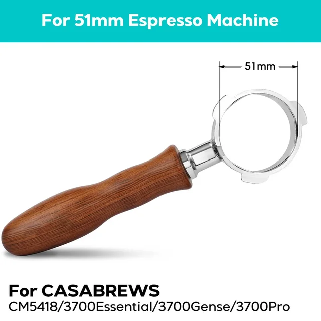 Portafiltro Per Macchina Caffè Cecotec E Casabrews - Doppio Beccuccio, Acciaio Inox E Manico In Legno - Foto 4