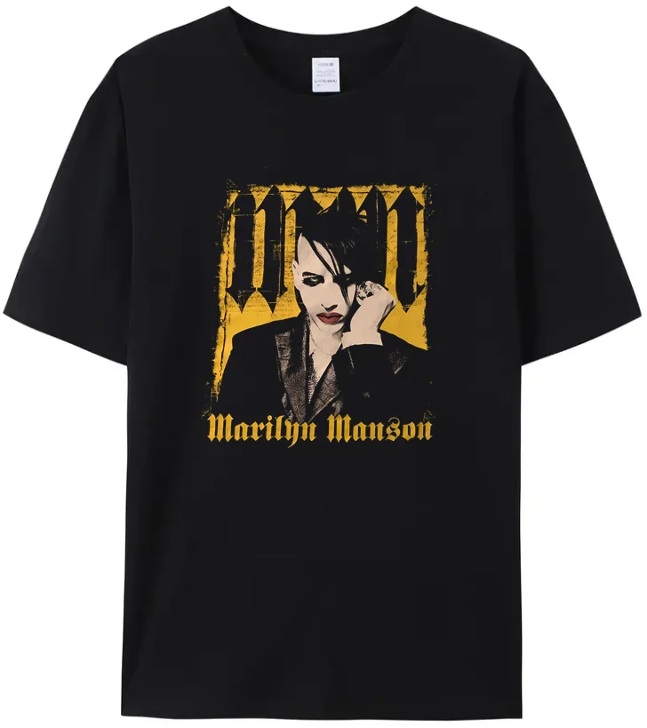 

marilyn manson t-shirt vintage women's t-shirt HD Printed Cotton men's Rock tee
