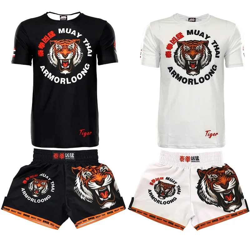 Muay Thai Tiger Fighting Sports Adult and Children MMA Short Sleeve Shorts Comprehensive Training Boxing Running Leisure Suit