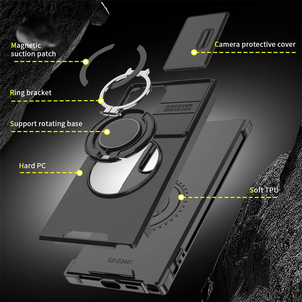 Armor Magnetic Ring Stand Phone Case with Enhanced Protection and Versatile Design