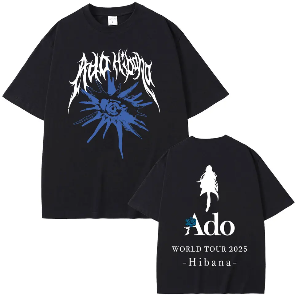 Ado WORLD TOUR Hibana Tシャツ 黒 M ライブ Ado World Tour 2025 Hibana T-shirt Summer Men Women Fashion