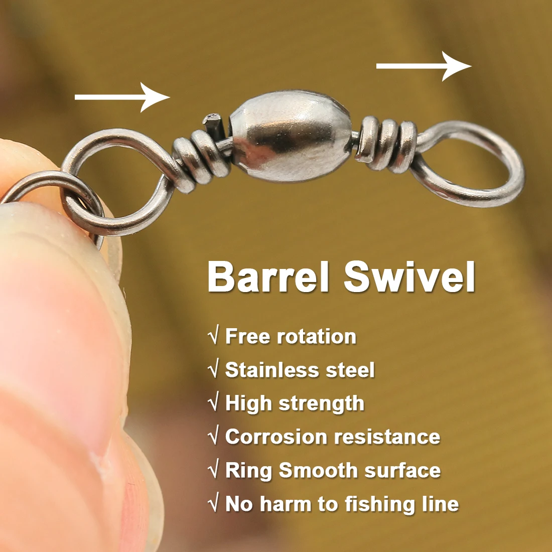 FishTrip Barrel Swivel with Safty Snap American Snap 50Pcs Multitude for Sea Fishing Connector