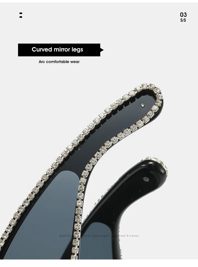 SHAUNA Crystal Oversized Mirror Coating Women Goggle Sunglasses UV400_voghion.com