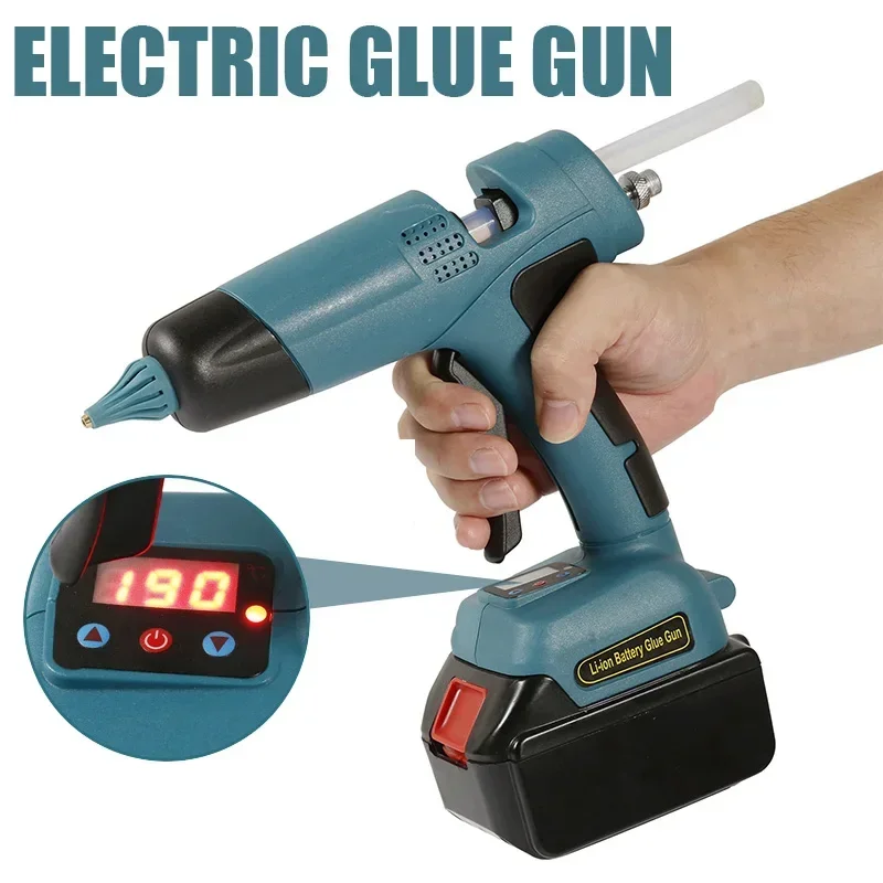 Hot Electric Glue Gun For Makita 21V Lithium Battery Suitbale For 11mm Glue Stick Household Digital Display Glue Gun DIY Tools 100w cordless electric hot melt glue gun 11mm glue stick anti scald nozzle rechargeable diy repair tool for makita 18v battery