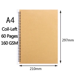 Kraft Paper Spiral Sketchbook - 160GSM Artist Drawing Notepad (A4-left)