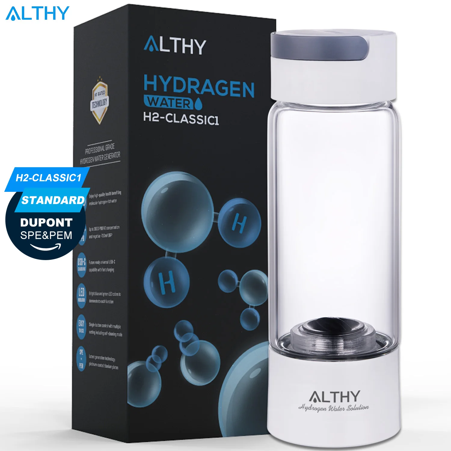 Althy – Générateur D'eau Riche En Hydrogène, Bouteille En Verre, Dupont Spe  & Pem, Appareil À Double Chambre Lonizer, Dispositif D'inhalation H2 -  Filtres À Eaux - AliExpress