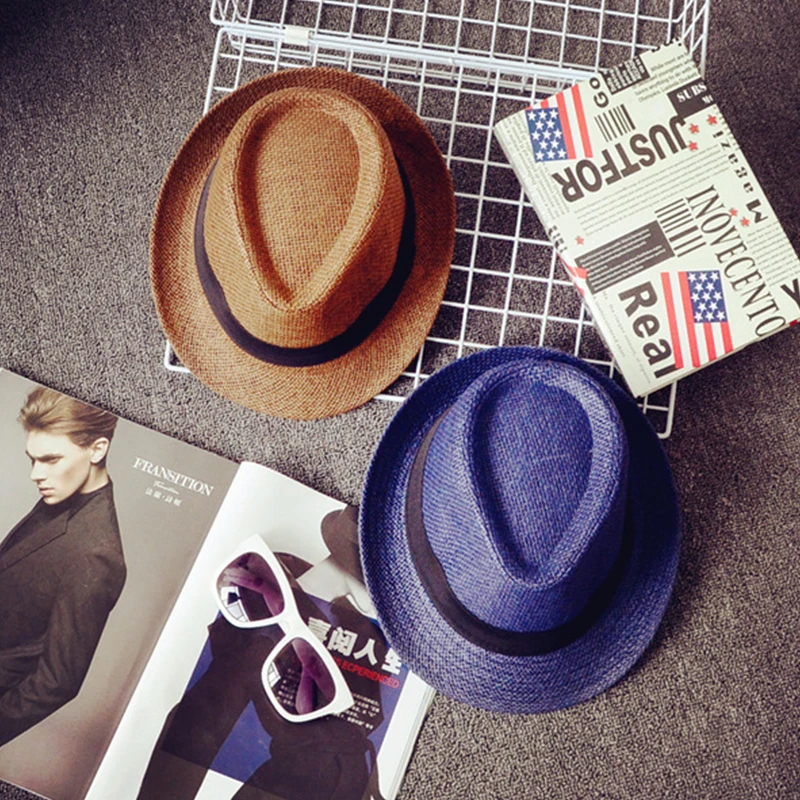 Summer Kids Straw Hat Casual Fedoras Boys Girls Ribbon Cowboy Jazz Cap Outdoor Beach Children Panama Sun Hat