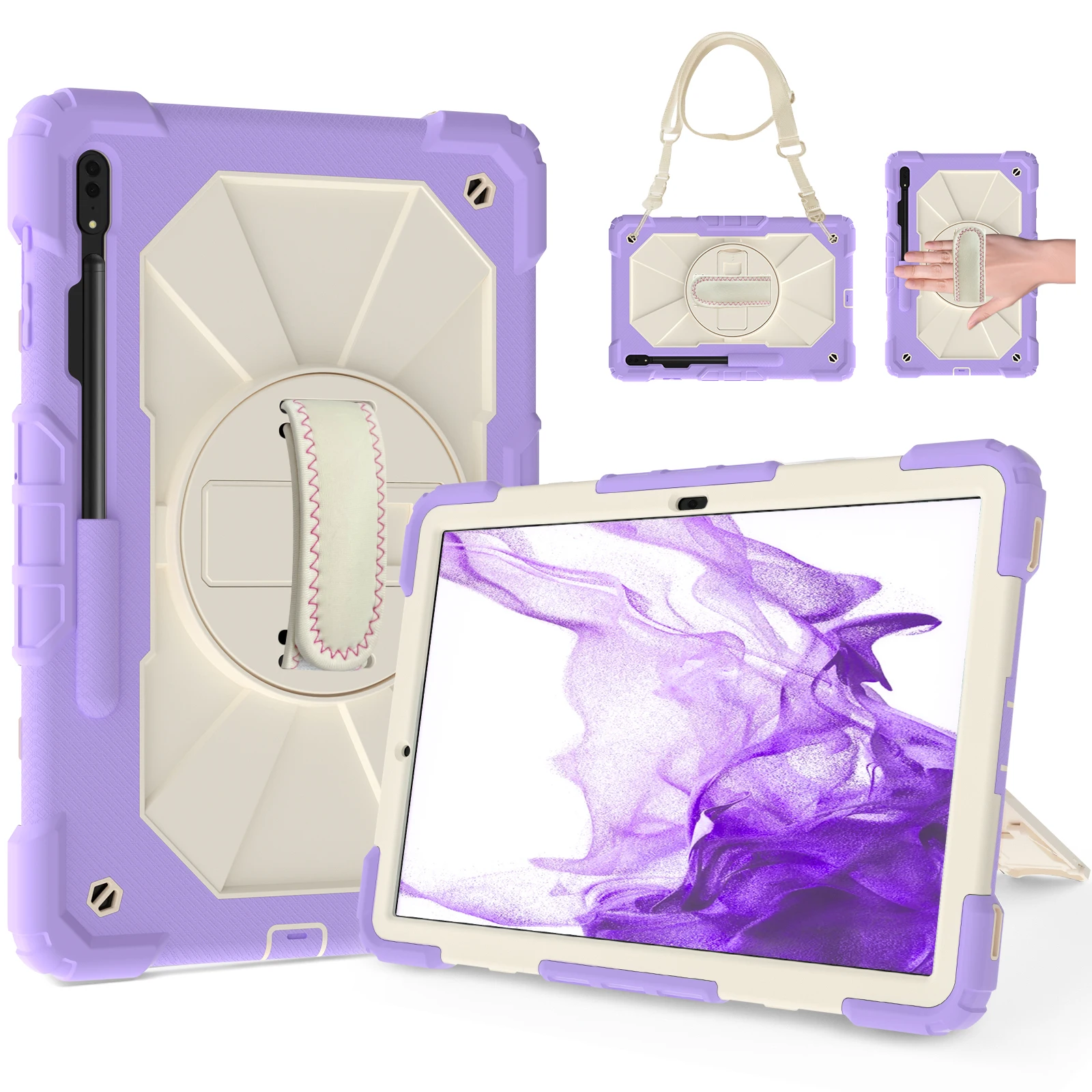 삼성 갤럭시 탭 S8 X700 X706 S7 T870 T875 T876 케이스, 어린이 안전 충격 방지 TPU + PC 풀 링 스탠드 태블릿 케이스