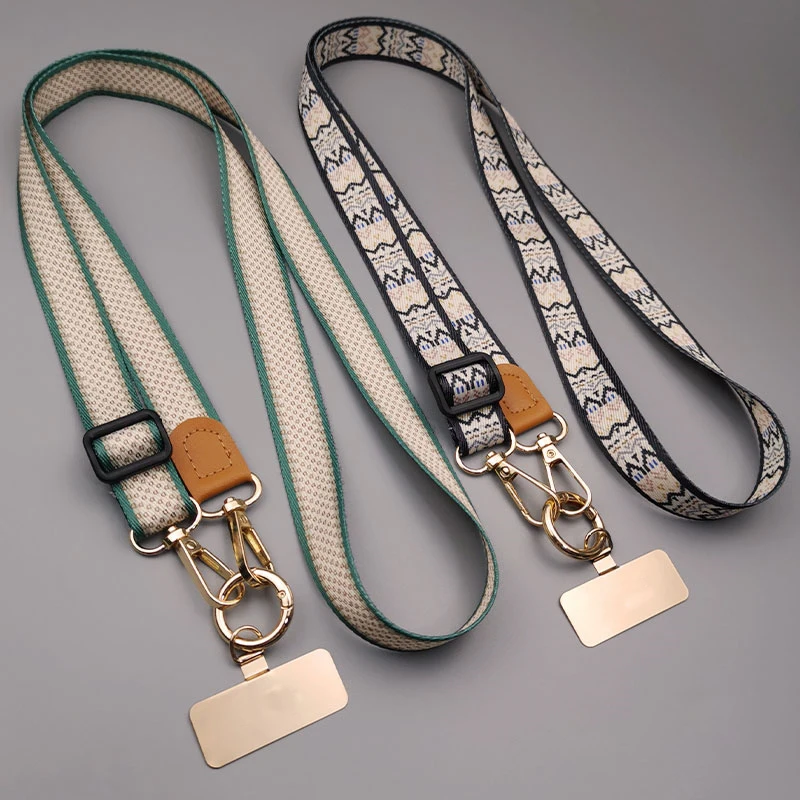 Adjustable Fashion Phone Lanyard with Anti-Lost Metal Patch