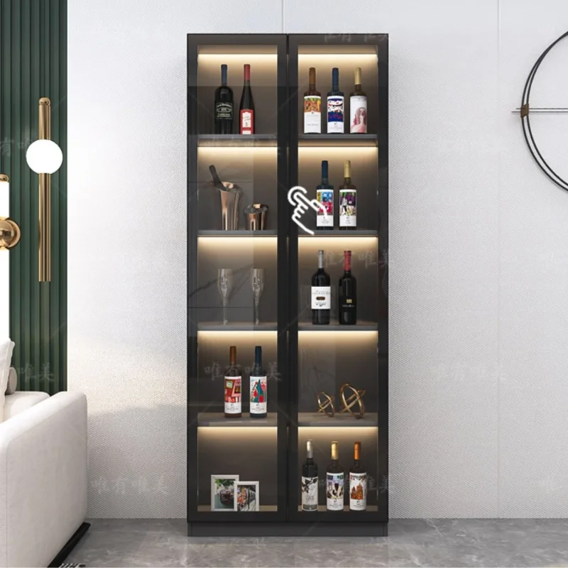 Glass High Wine Cabinets Wall Corner Living Room Storage Wine Cabinets Racks Display Estante Vinos European Furniture Qf50Jg