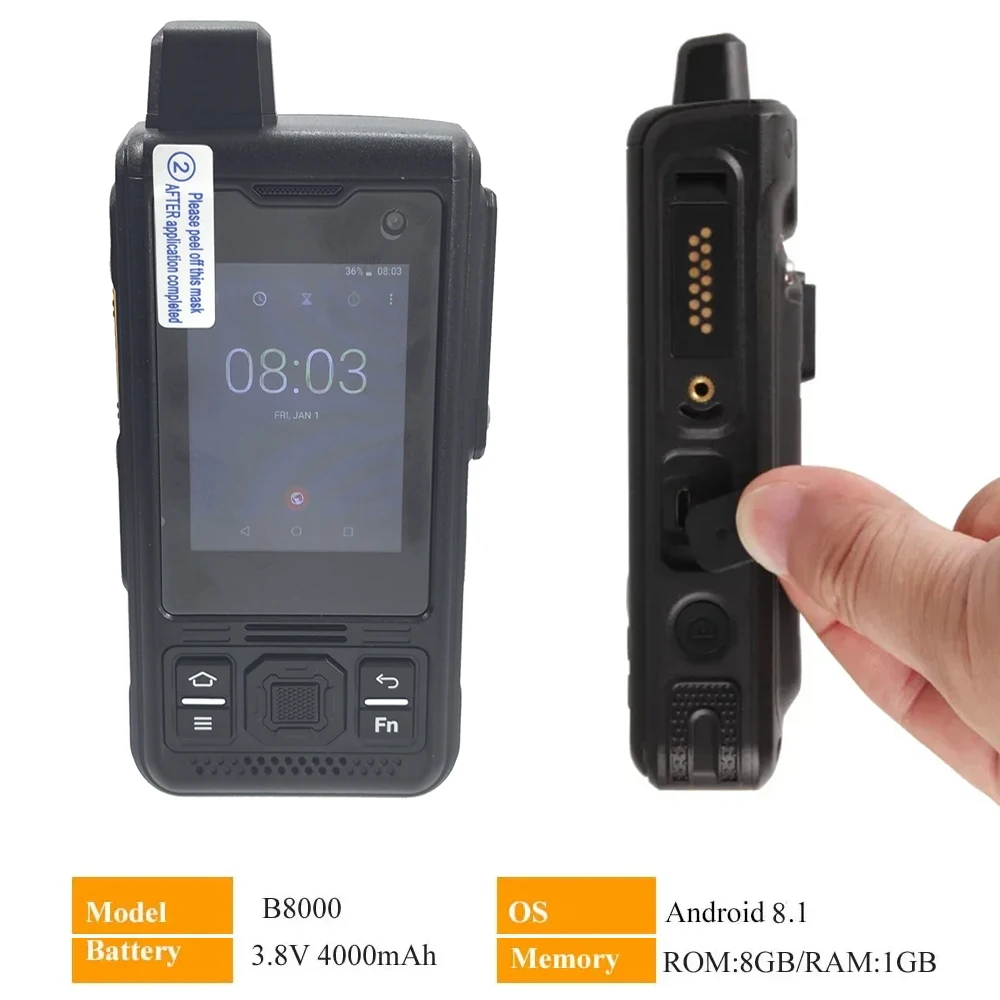 UNIWA B8000 Android 8.1 4G Network Radio With GPS WIFI POC Walkie Talkie 2.4Inch