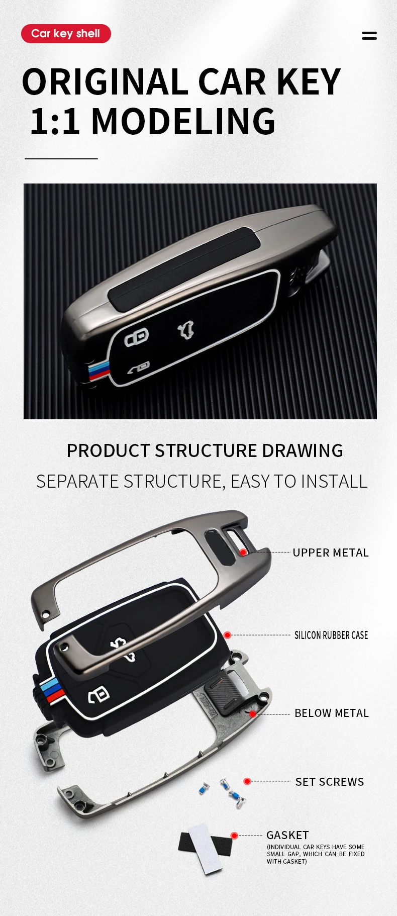 Custodia/cover per Chiave/telecomando in metallo Audi A4 B9 A5 A6L A6 S4 S5 S7 8W Q7 4M Q5 TT TTS RS Coupe accessori per lo Styling - Sc739cfa0dc194803af1a1b52e2ba17806