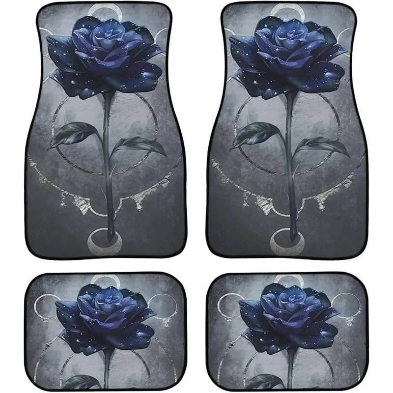 

Blue Rose Protector Mat Universal Floor Mats Carpet for Car Sedan SUV Van All Weather Auto Floor-Mat Set of 4