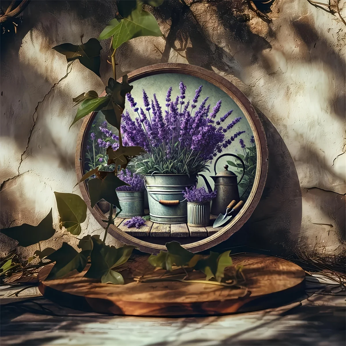 8in 2D Wooden Round Planter Flower Gardening Farmhouse Style Decorative Hanging Piece Enhances Home Atmosphere Indoor Outdoor Us - 5