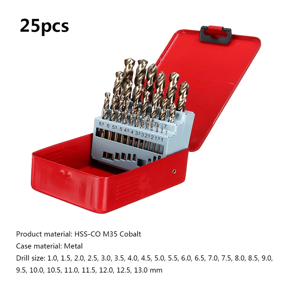 Findmall Cobalt Drill Bit Set-29Pcs 1/16-1/2 M35 High Speed Steel Twist