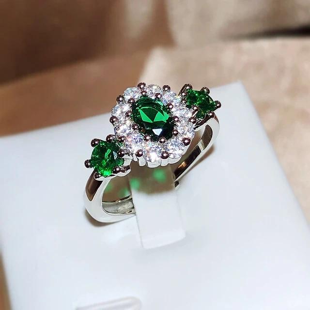 French Modern Emerald Diamond 18 Karat Yellow Gold Ring - Etsy