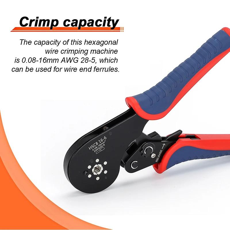 Ferrule Crimping Tool HSC816-6 0.08-16mm&sup2;/30-5AWG Tubular Terminal Mini Crimper Pliers Large Size Terminals Electrical Clamp crimping tool crimping tools crimping tool set