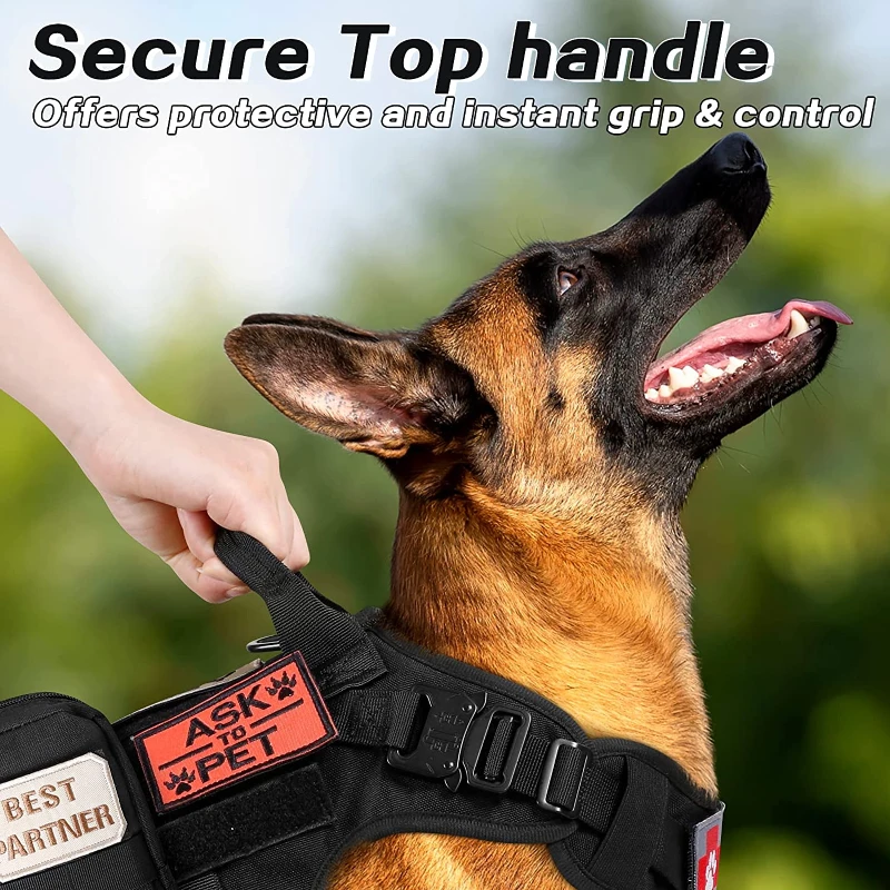 Tactical Dog Harness And Leash Set Military Training MOLLE K9 German Shepherd Pet Large Dogs Metal Buckle