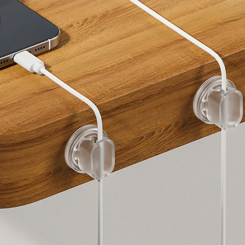 5pcs Desktop Fixed Charge Cable Organizer Transparent Data Cable Line Winder Clips Phone Charger Fixture