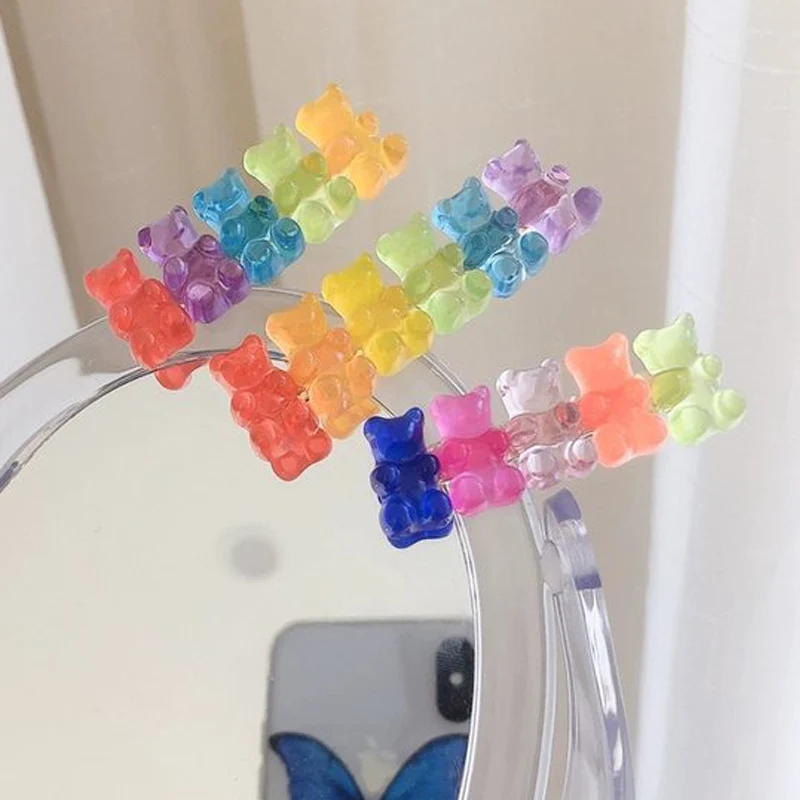 Candy Bears Fermagli Per Capelli Jelly Color Gummy Headwear Donna Ragazze Hairgrips Pins Cartoon Animal Side Clips Accessori Per Capelli Dolci
