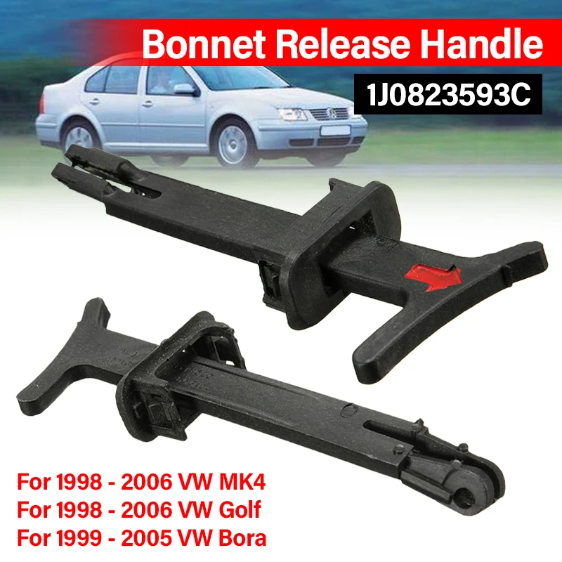 Car Hood Latch Handle Cover 1Pc Car Engine Front Hood Grille Latch Hand Cover Lock Release Handle For VW Golf MK4 Bora 1999-2005 1J5 823 593 #1J0823593C