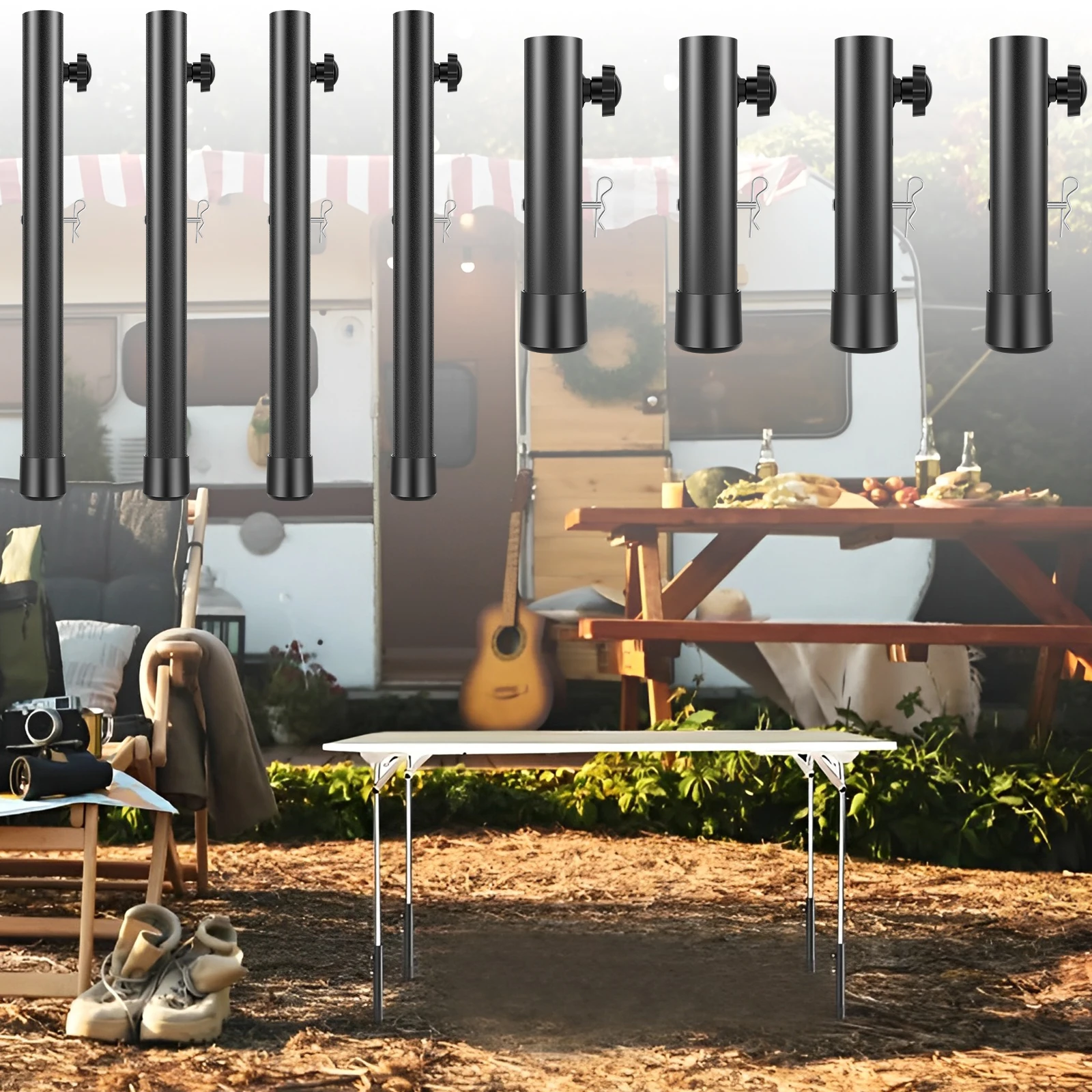 4Pcs Table Leg Extenders 2/4 Level Adjustable Height Table Leg Risers with Fixing Bolts Heavy Duty Steel Furniture Leg Accessory