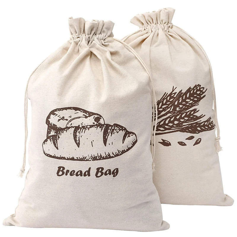 

Linen Bread Bags For Homemade Bread Container, 2 Pcs 30X40cm Unbleached & Reusable Bread Storage, Natural Storage Durable