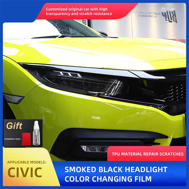 

Подходит для Honda Civic 2019 HD защитная пленка для автомобильной фары Стандартный ТИНТ дымчато-черный ТПУ стикер декоративная пленка аксессуары