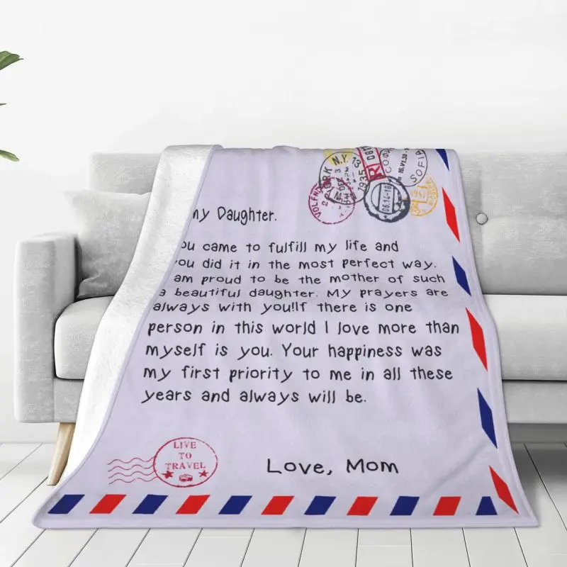 

Mother's Day Air Mail Letter Ultra-Soft Fleece Throw Blanket Warm Flannel Blankets for Bed Car Couch Bedspreads
