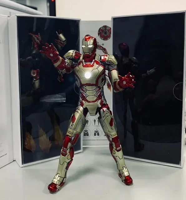 thumbnail image 1 of Figura de acción de Iron Man de Marvel, modelo de armadura Mk46, colección iluminada, 75 % de aleación, regalo, Comicave 1/12, 1 of 5