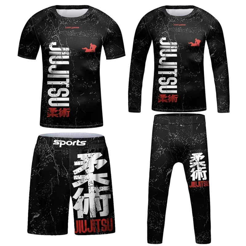 Sports Apparel Kid Jiu jitsu MMA Rashguard T-shirt+Pant+Shorts 3D Bjj Gi Kickboxing Jerseys Tight Boys Children Muay Thai Boxing Sportswear