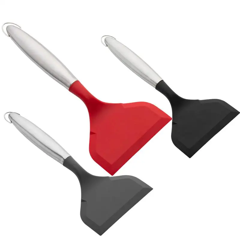 Silicone Wide Mouth Frying Spatula with Stainless steel handle Cooking Spatula Kitchen Utensils Safe durable Silicone