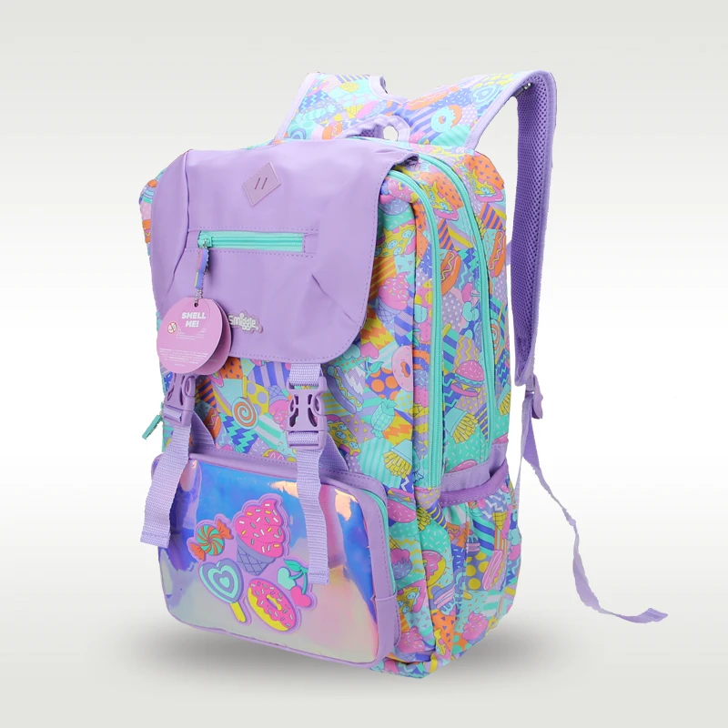 Australia Smiggle Original Children's Schoolbag Girls Dazzling Color Ice Cream Large Shoulder Backpack School Supplies 8-14 Year