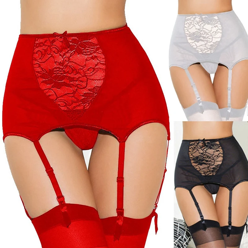 

Women's Sexy Lace Lingerie Fun Underwear Hollow Suspender Belt High Waist