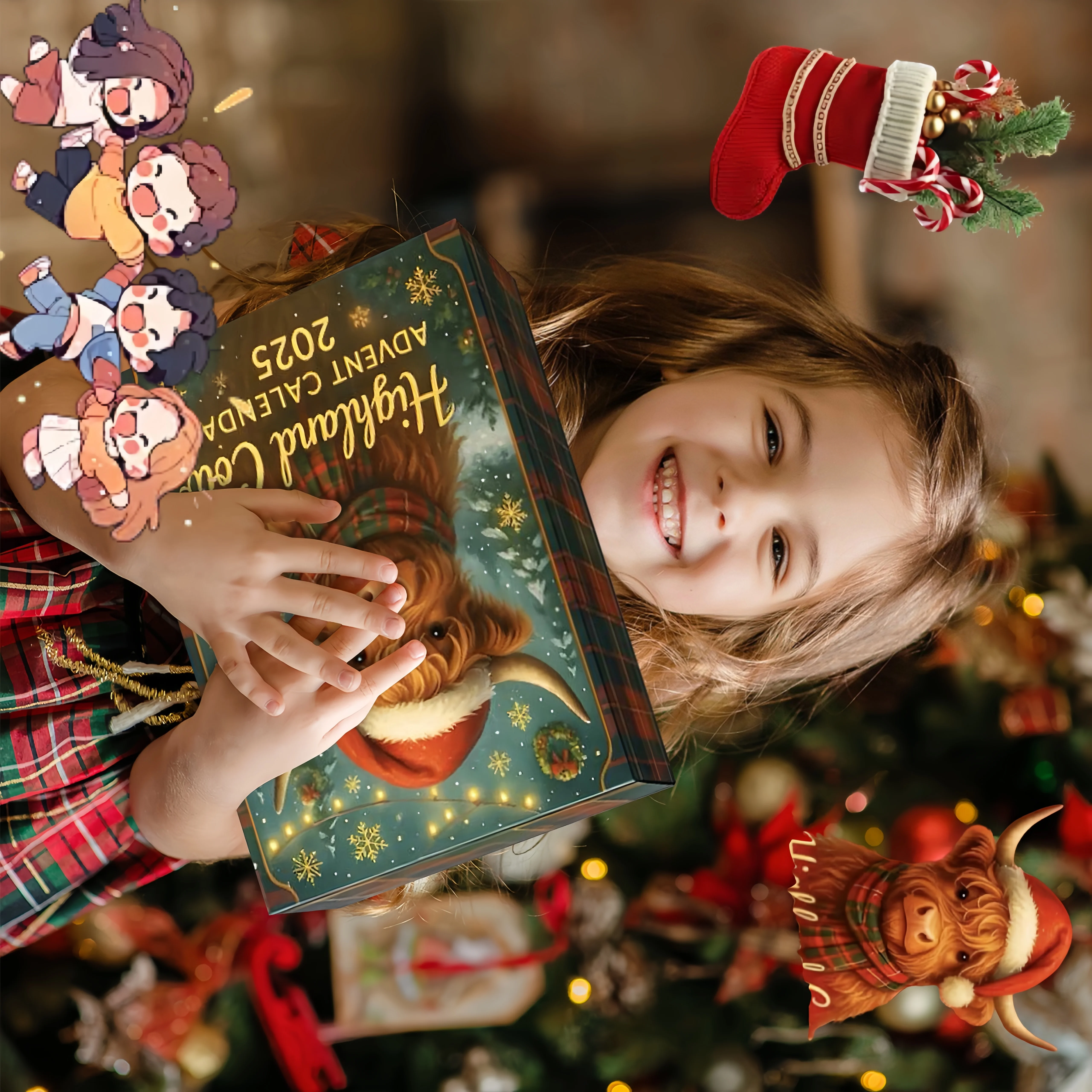 2025 Highland Cow Advent Calendar with 24 Highland Cow Figurines Christmas Countdown Advent Calendar Gift 24 Days