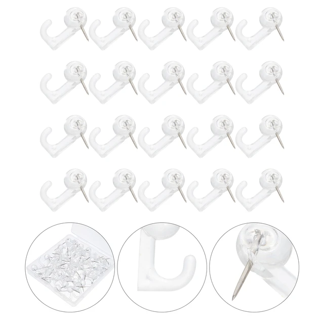 50pcs Push Pins with Hooks Thumb Tacks Picture Hanging Nails with