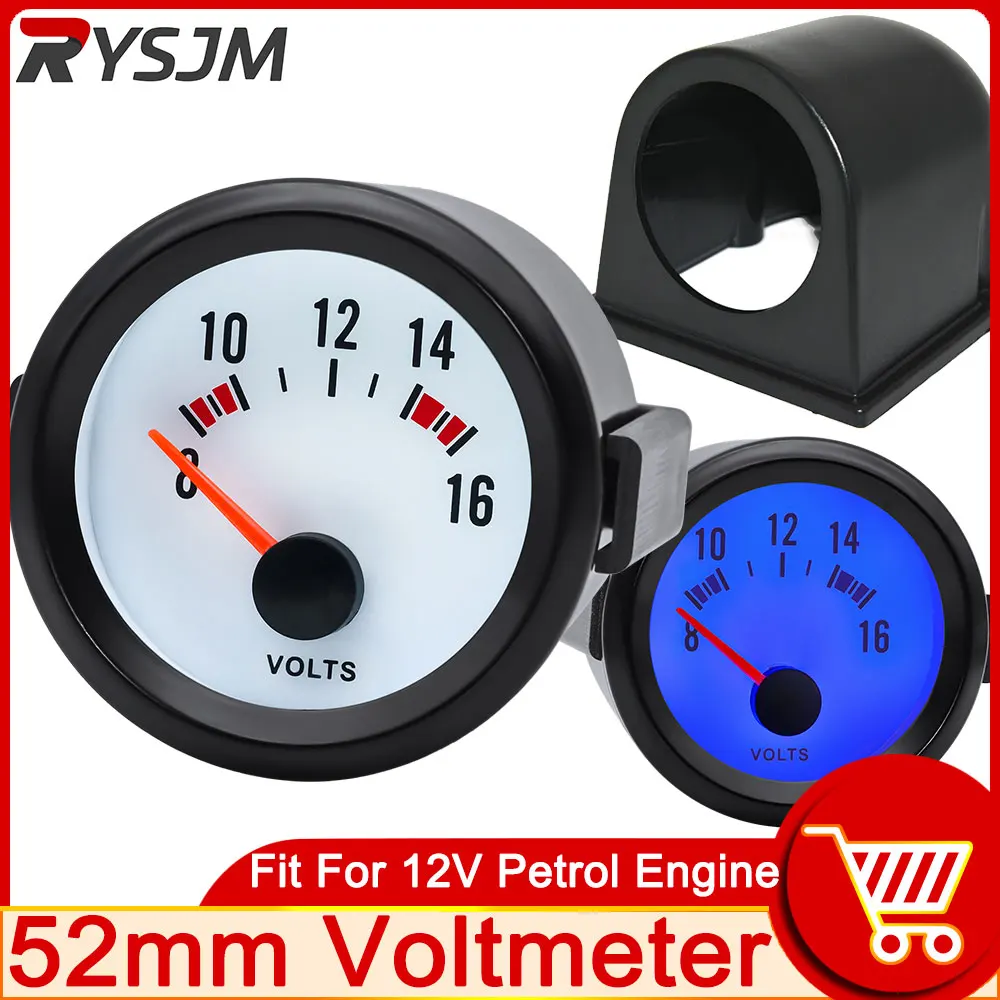 Voltmetro Da 52Mm Per Auto 12 V Auto 12 V Modifica Racing Volt Gauge 8-16V Voltmetro Voltmetro Indicatore Batteria