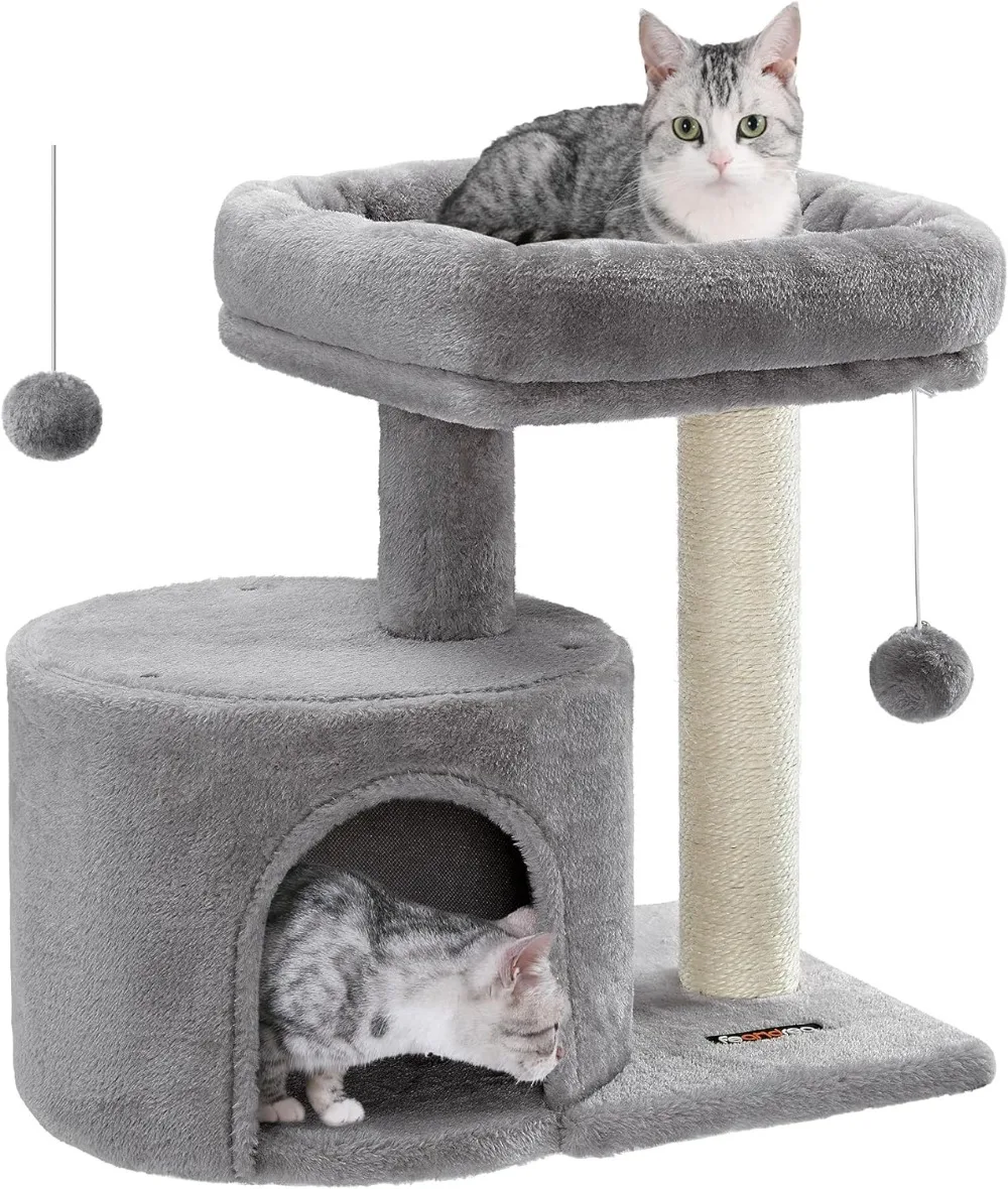 

Cat Tree Cat Tower with Sisal Covered Scratching Post Light Grey