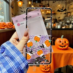 Halloween Pumpkin Ghost Bat Transparent Phone Case Cover - Galaxy Z Flip5 (Style 1)