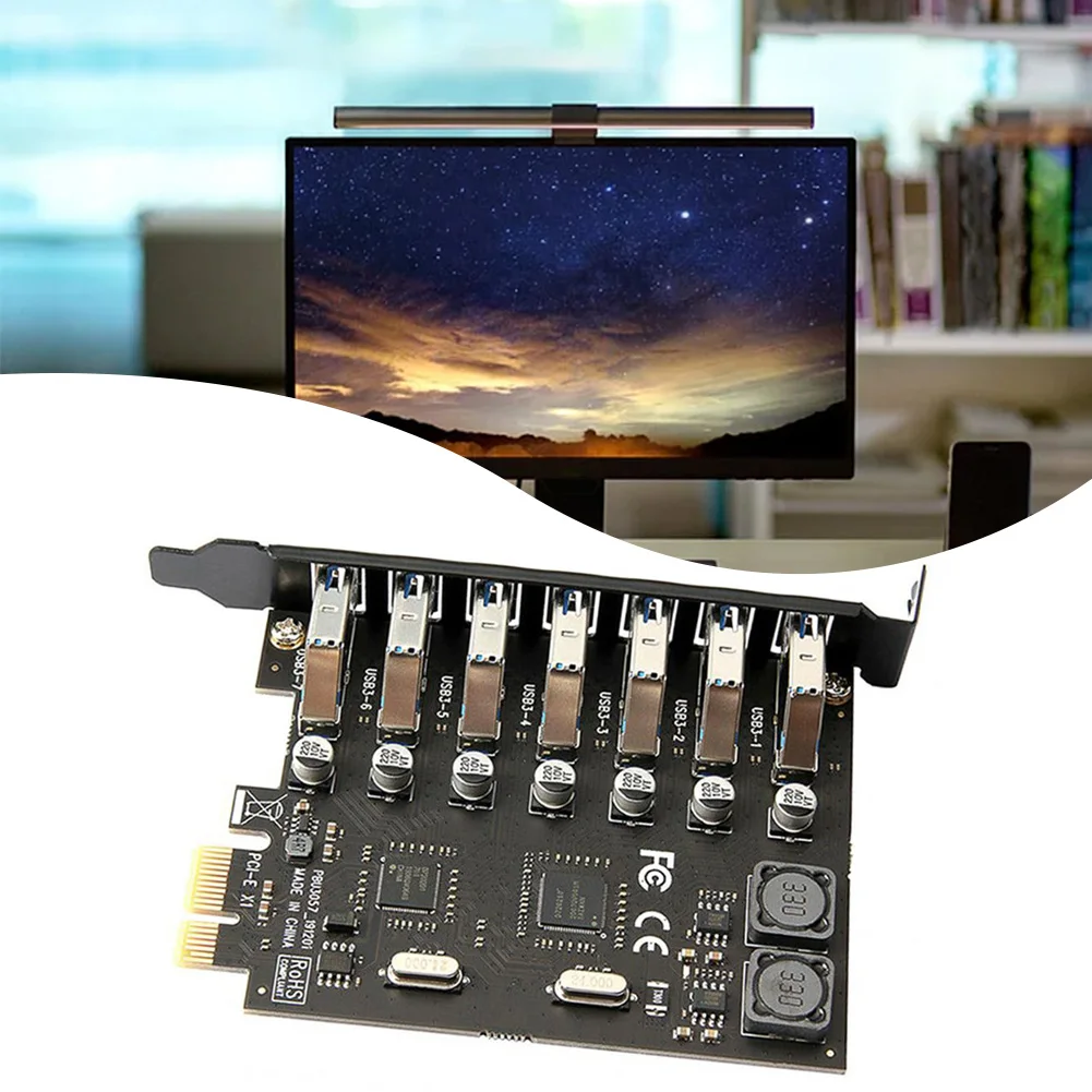 PCIe 전면 컨트롤러 어댑터 카드, 7 포트 USB 3.0 PCI-E 확장 카드 어댑터, 5Gbps PCIe USB 3.0 허브 컨트롤러 어댑터, USB 3.0