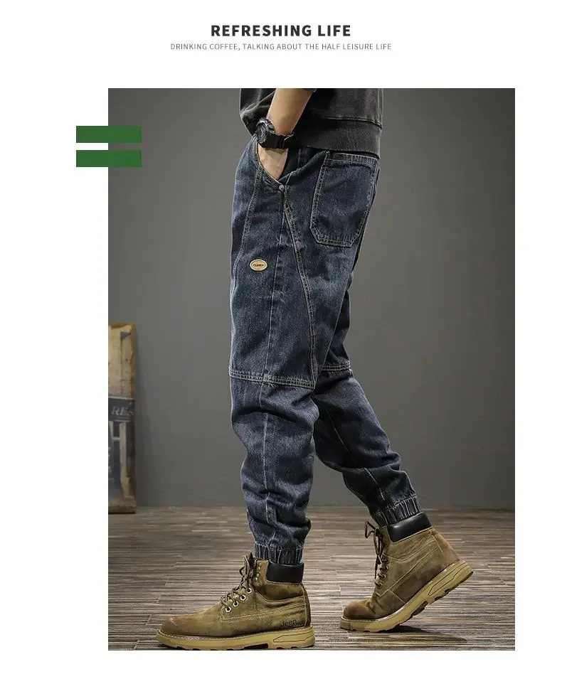 Herbst Trendy Jeans männer Lose Krawatten mit Große Größe Casual Hosen Frühling und Herbst Neue Harem Hosen – Detail 6