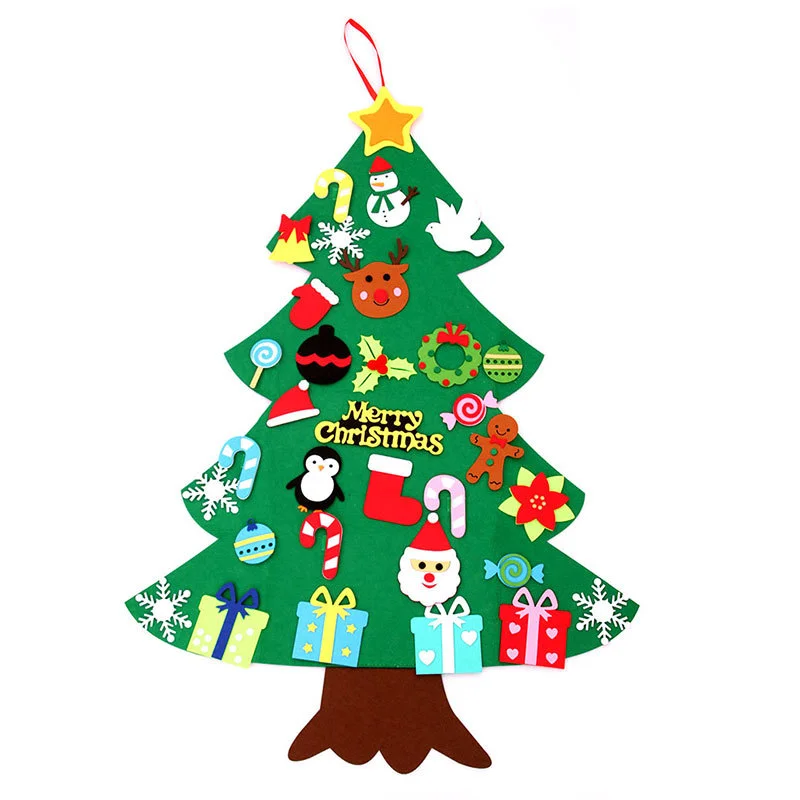 DIY Felt Christmas Tree Christmas Decoration for Home Navidad 2026 New Year Christmas Ornaments Santa Claus Xmas Kids Gifts